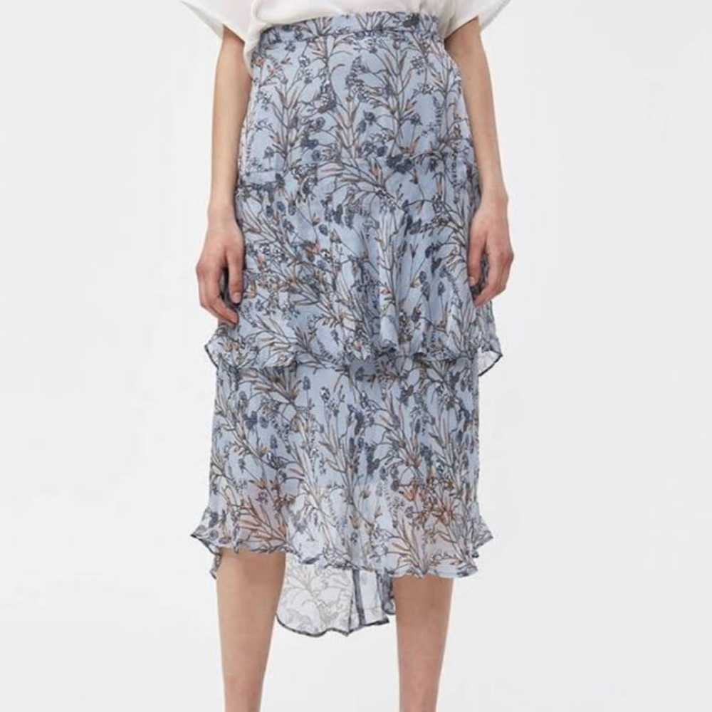 Floral tiered midi skirt